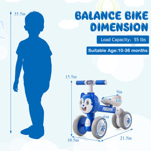 Baby Balance Bike No Pedal Lightweight Infant 4 Wheels Baby Bicycle