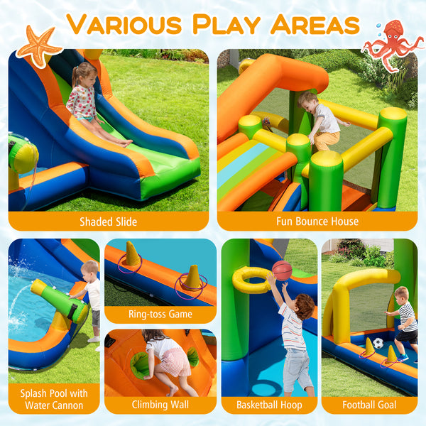 8-in-1 Jumping Castle with Slide and 520W Blower - Vibrating