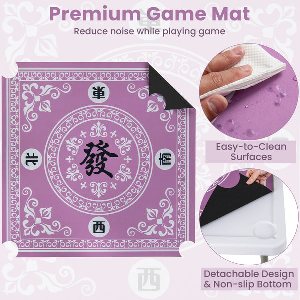 35 Inch 4 Player Game Card Folding Mahjong Table with Cup Holders