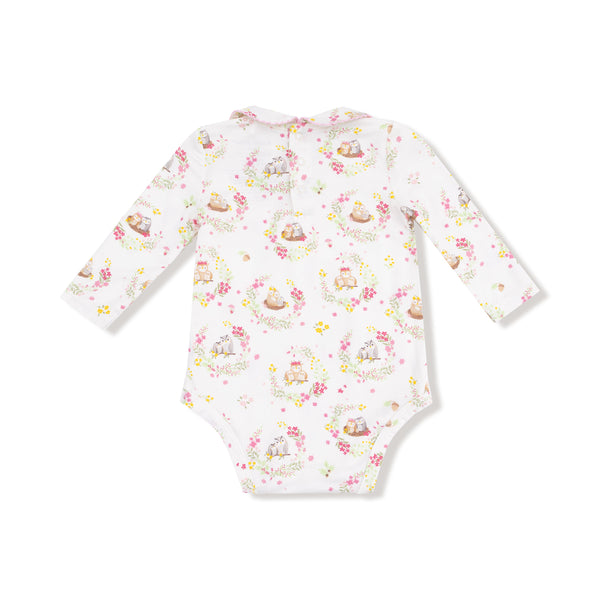 Floral Owl Families - Peter Pan Collar Bodysuit