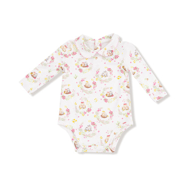 Floral Owl Families - Peter Pan Collar Bodysuit