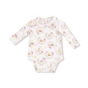 Floral Owl Families - Peter Pan Collar Bodysuit