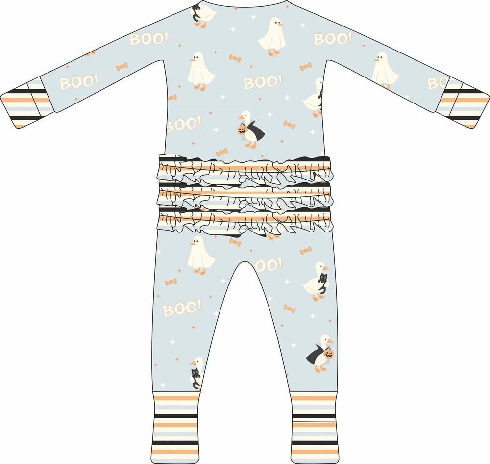 Max and Pippa | Boo Goose Halloween Ruffle Convertible Zippie Pajamas