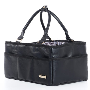 Sleepy Panda Vegan Leather Diaper Caddy - stylish and functional storage for baby essentials.