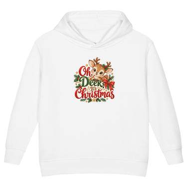 Oh Deer, It's Christmas toddler hoodie in white, front view