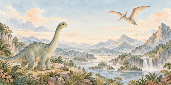 Watercolor Mountain Dinosaur Wall Mural, image 3