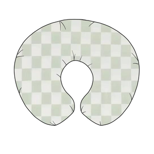 Leaf Green & White Checkered Nursing Pillow Cover