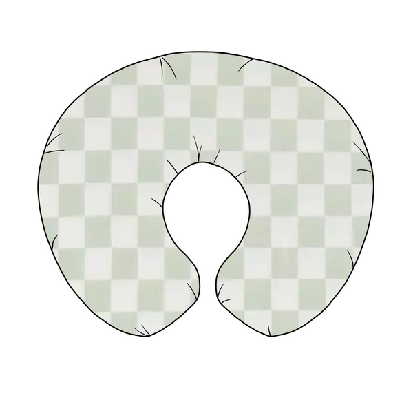 Leaf Green & White Checkered Nursing Pillow Cover