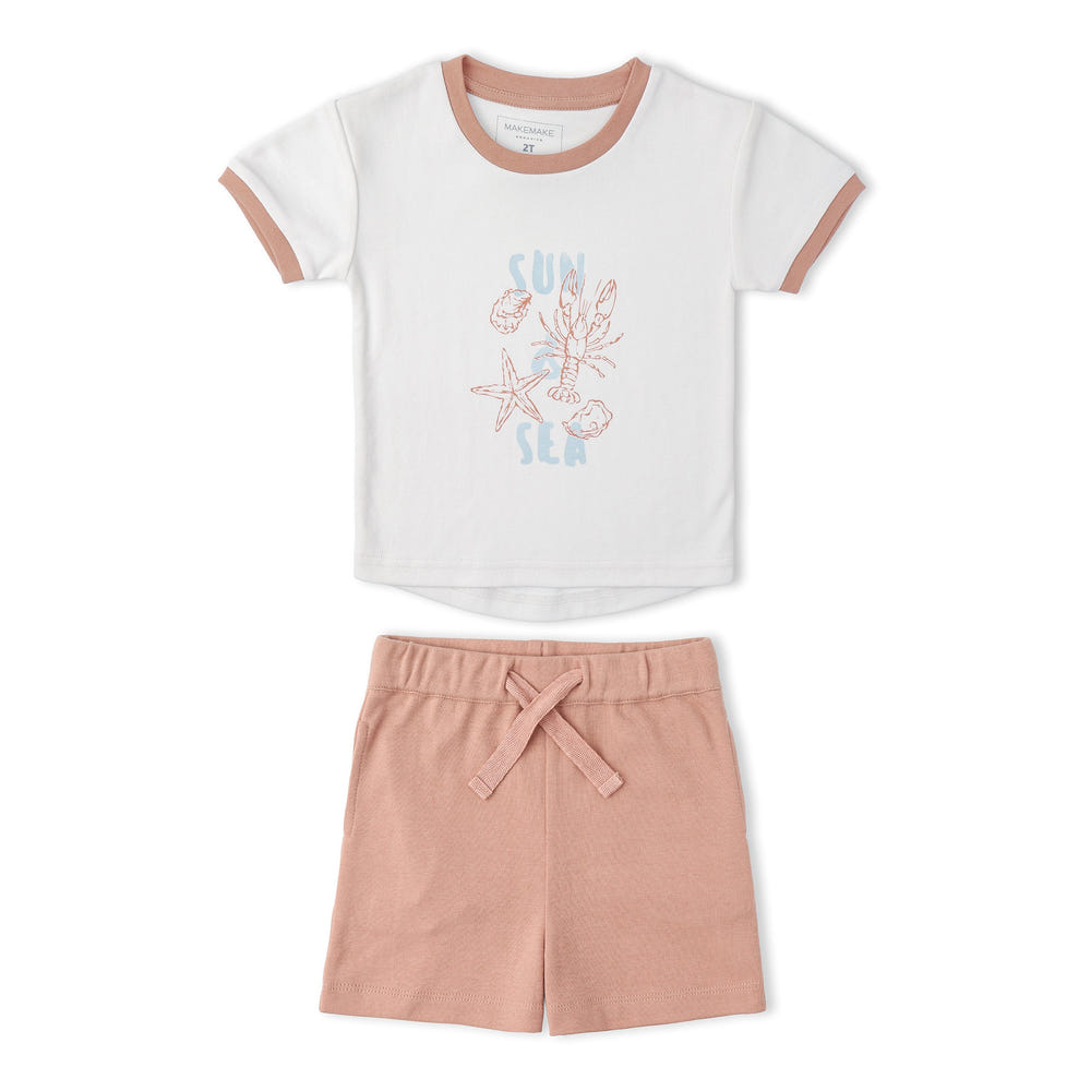 Organic Graphic Tee & Shorts Set - Beach Day