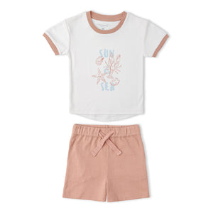 Organic Graphic Tee & Shorts Set - Beach Day