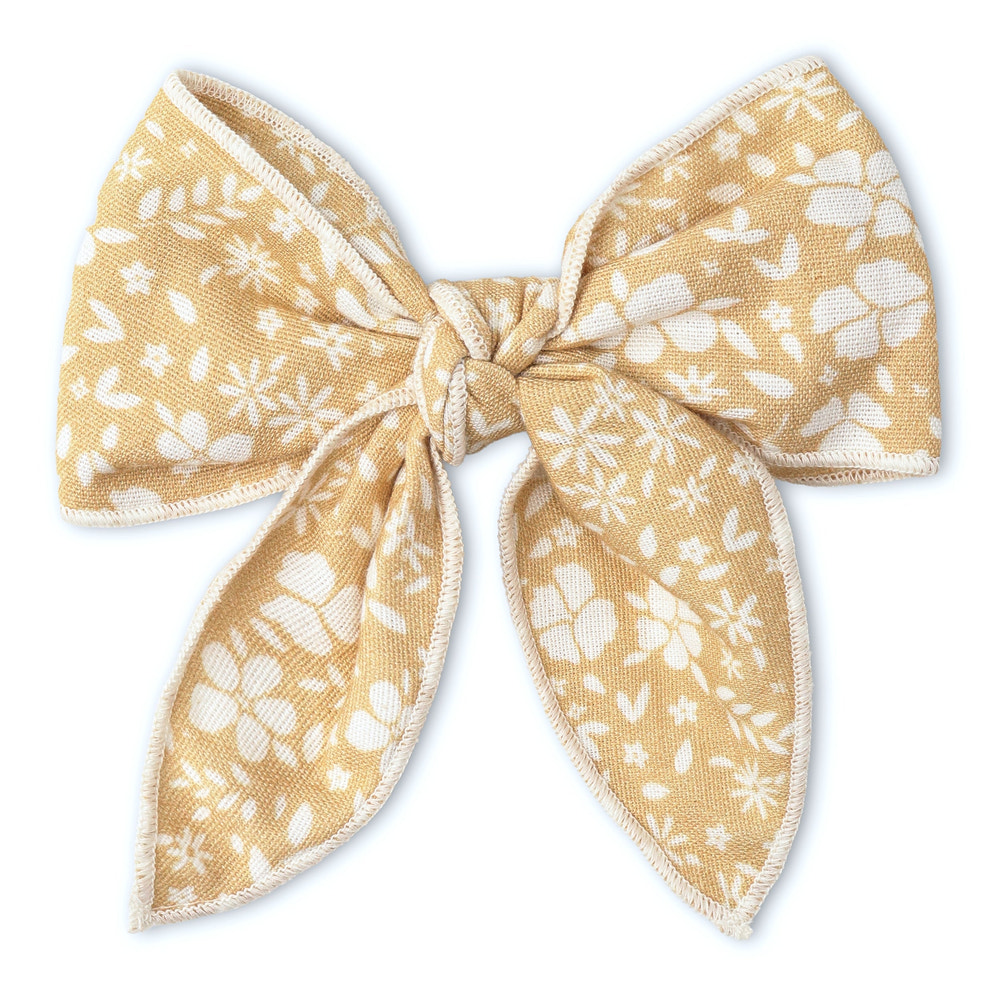 Organic Hair Bow Clip - Yellow Blossom