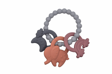 Colorful bubble teething ring for babies, designed to soothe gums and promote healthy teething.