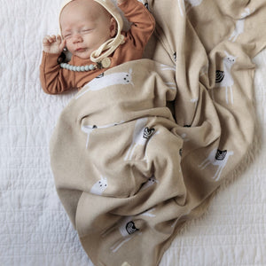 Luxury Knit Llama Swaddle Baby Blanket - MOOGCO Baby