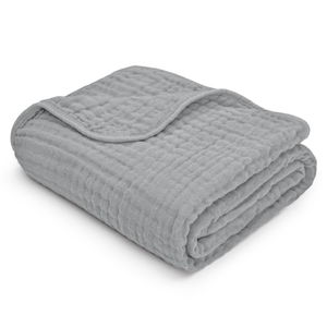 Baby Muslin Blanket in Heather Blue