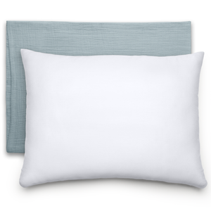 Toddler Pillows with Soft Muslin Pillow Case in Pacific Blue