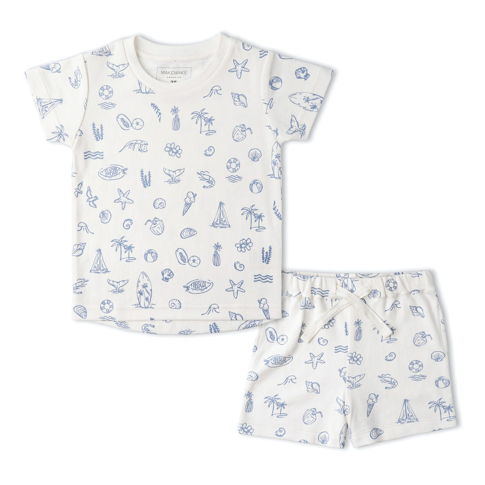 Organic Tee & Shorts Set - Coastal
