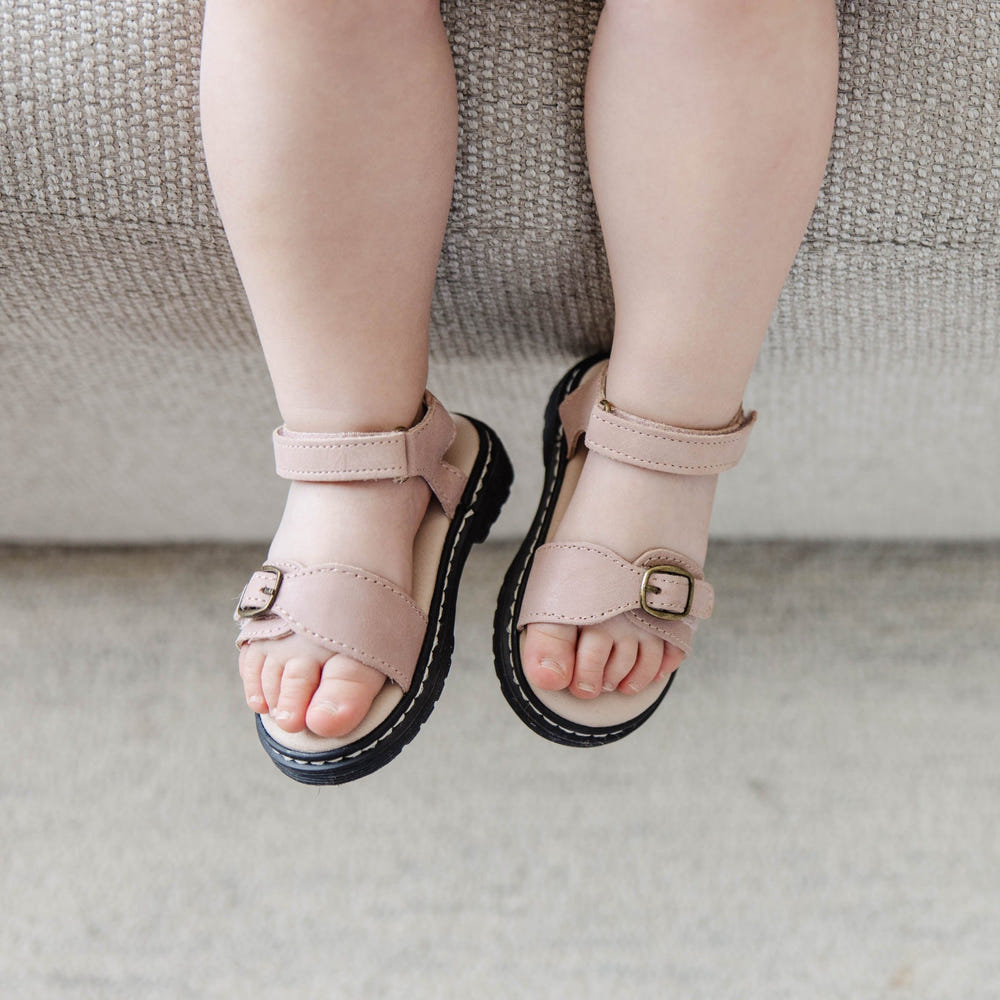 Blush Lug Sole Sandal for babies, featuring a stylish design and comfortable fit for little feet.