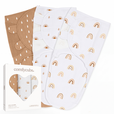 Easy Swaddle Blankets in Rainbow Bohemian, Pack of 3