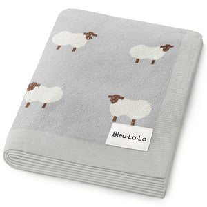 Sheep Knit Receiving Baby Blanket - MOOGCO Baby