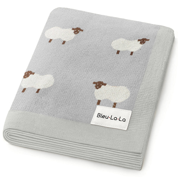 Sheep Knit Receiving Baby Blanket - MOOGCO Baby
