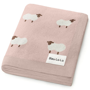 Sheep Knit Receiving Baby Blanket - MOOGCO Baby
