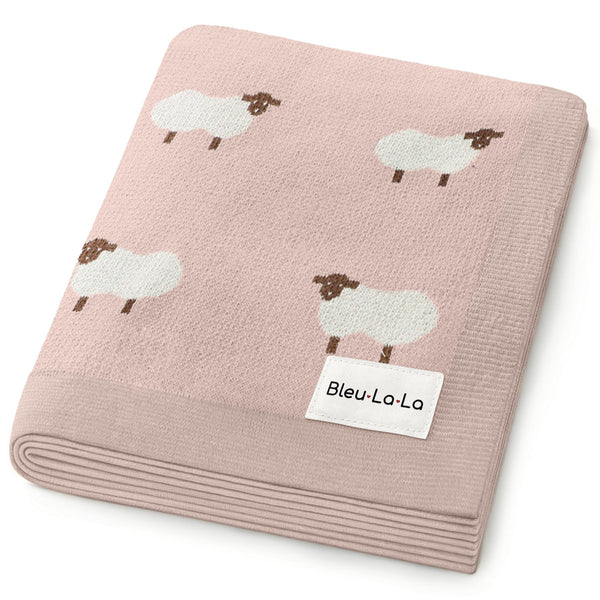 Sheep Knit Receiving Baby Blanket - MOOGCO Baby