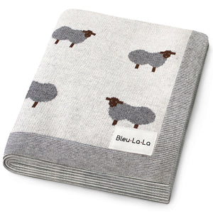 Sheep Knit Receiving Baby Blanket - MOOGCO Baby