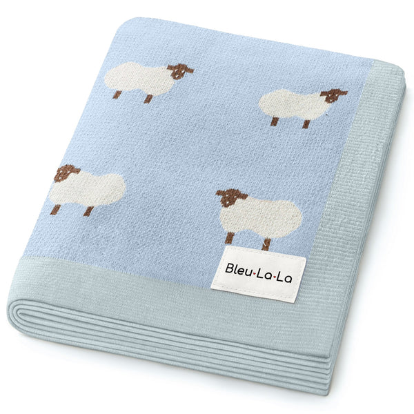 Sheep Knit Receiving Baby Blanket - MOOGCO Baby