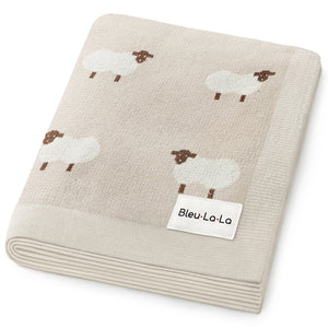 Sheep Knit Receiving Baby Blanket - MOOGCO Baby