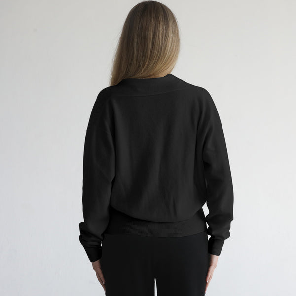 100% Cashmere Wrap Sweater - Bloom (Noir)