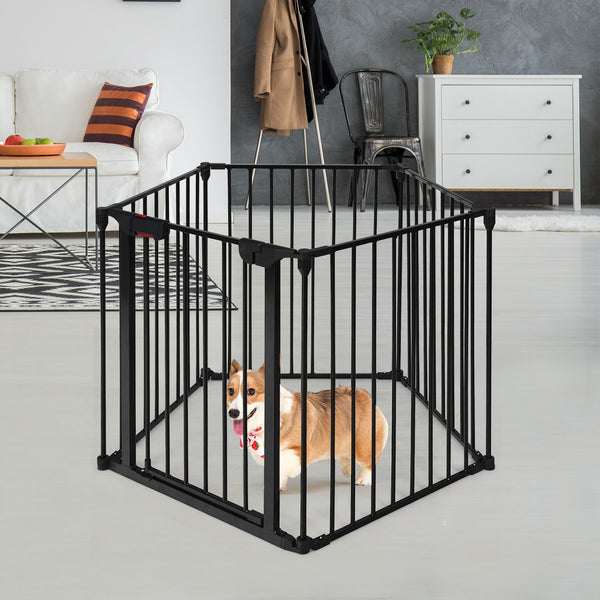 Adjustable 5-panel fireplace fence for pets, 115 inches long, safe and stylish barrier for your home.