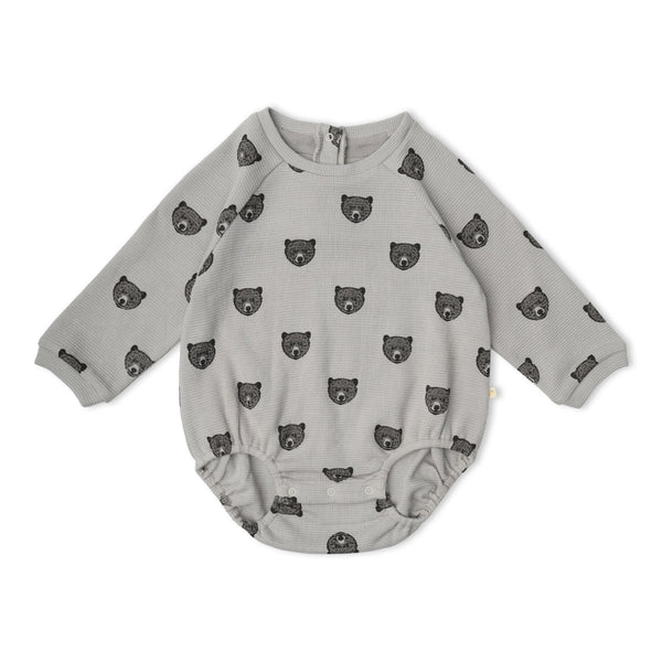 Organic Long Sleeve Bubble Romper - Woodland Bear
