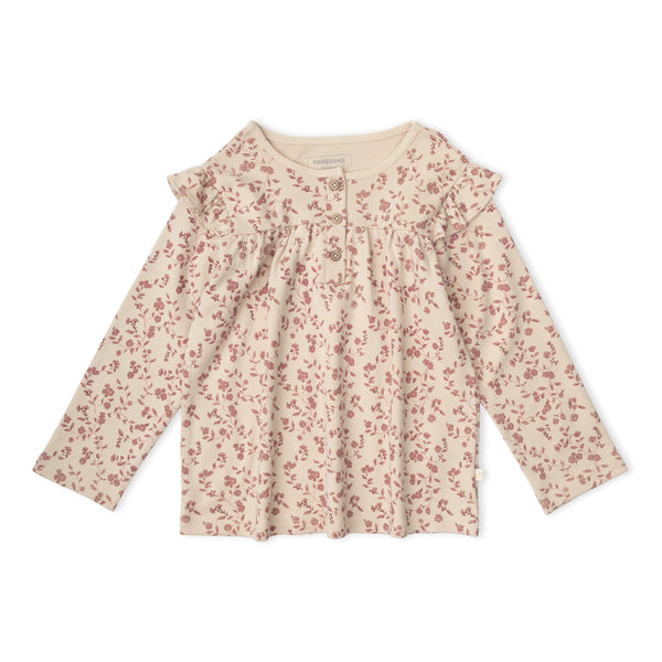 Organic Ruffle Sleeve Top Set of 2 - Petal Whispers + Dusty Rose