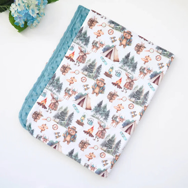 Let's Go Camping Minky Baby Blanket