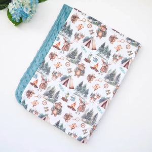 Let's Go Camping Minky Baby Blanket
