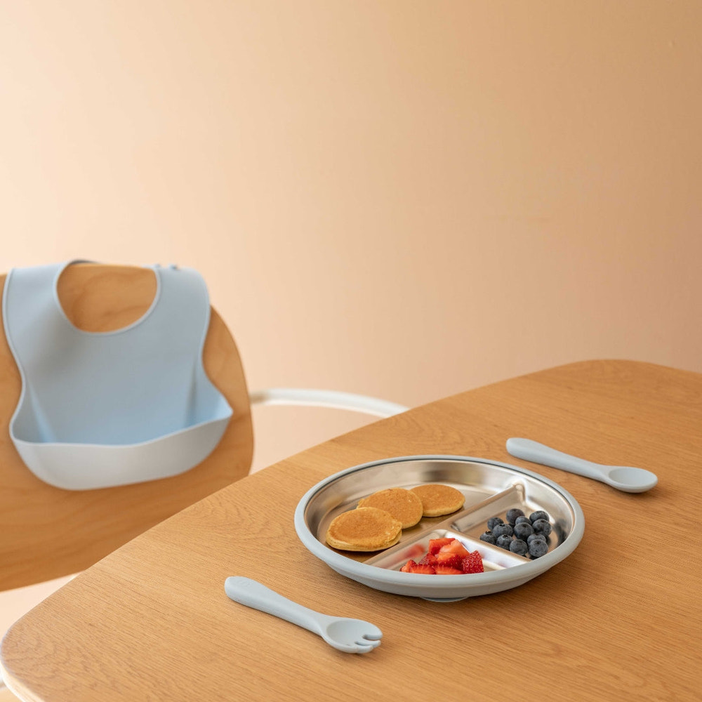 Stainless Steel Baby Feeding Set 6+ Months - Baby Blue