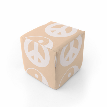 Beige Yin Yang Play Cube for babies, featuring engaging textures and shapes for sensory play and development.