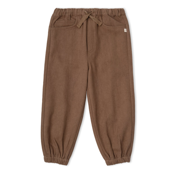 Organic Twill Joggers Pants - Brown