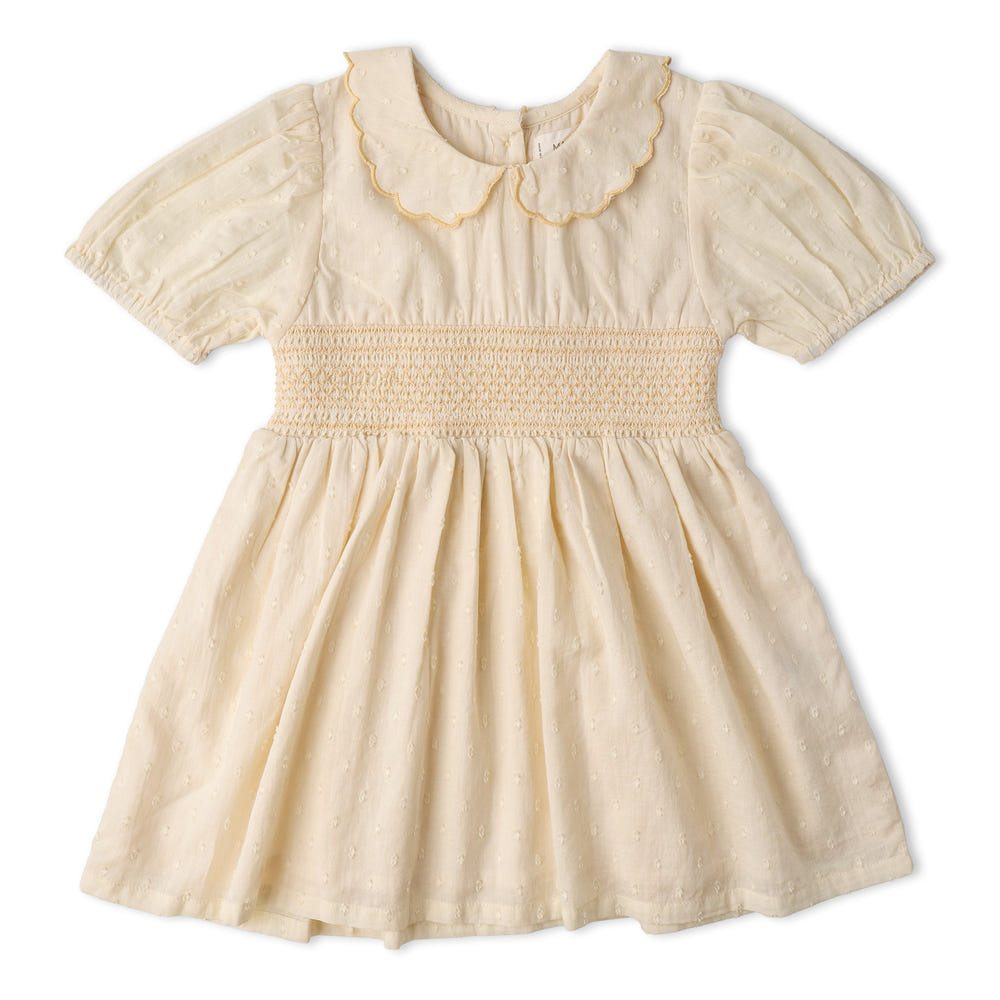 Organic Smocked Collar Dress - Butter Yellow