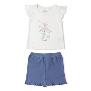 Organic Sleeveless Flutter Top & Shorts Set - Spring Floral