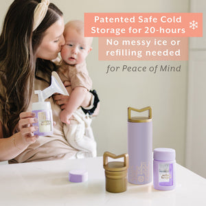 MilKeeper Starter Set in Lavender Fields - Breast Milk Storage Containers, Angle 3 view.