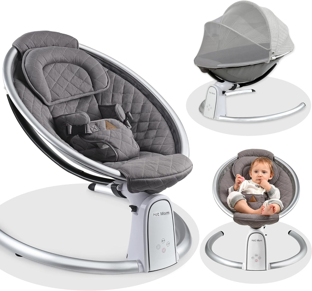 Electric Cotton Baby Bouncer for Newborns and Infants - Bluetooth-Enabled Automatic Swing, Built-In Music Speaker, Adjustable Seat Angle with LED Touch Screen - MOOGCO Baby
