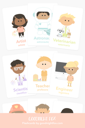 "Colorful Occupations Flashcards for babies, showcasing various jobs in a playful design - Angle 2 view."
