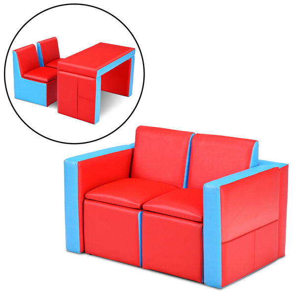 Multi-functional kids sofa table chair set in playful design, perfect for children's rooms and play areas.