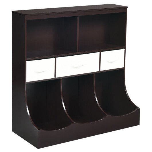 Freestanding Combo Cubby Bin Storage Organizer Unit W/3 Baskets for Kids Room