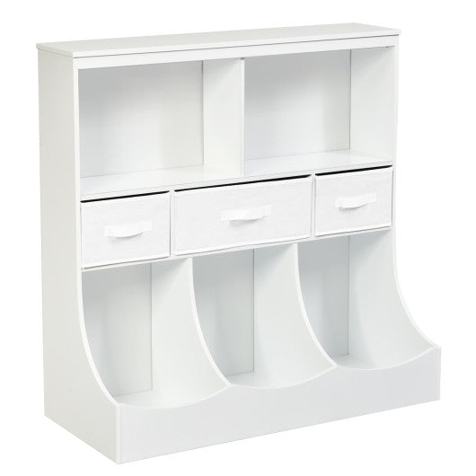 Freestanding Combo Cubby Bin Storage Organizer Unit W/3 Baskets for Kids Room