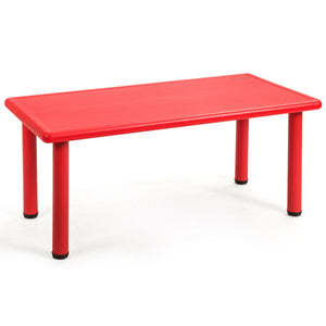 Kids plastic rectangular learn and play table in vibrant colors, perfect for creative playtime and learning activities.