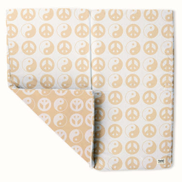 Yin Yang Organic Cotton Play Mat for babies, featuring a stylish design and soft, safe surface for playtime.