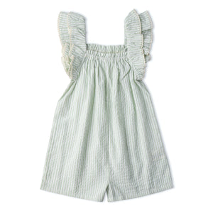 Organic Flutter Jumpsuit - Basil Stripes