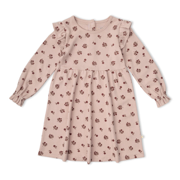 Organic Ruffle Sleeve Dress - Rosebud